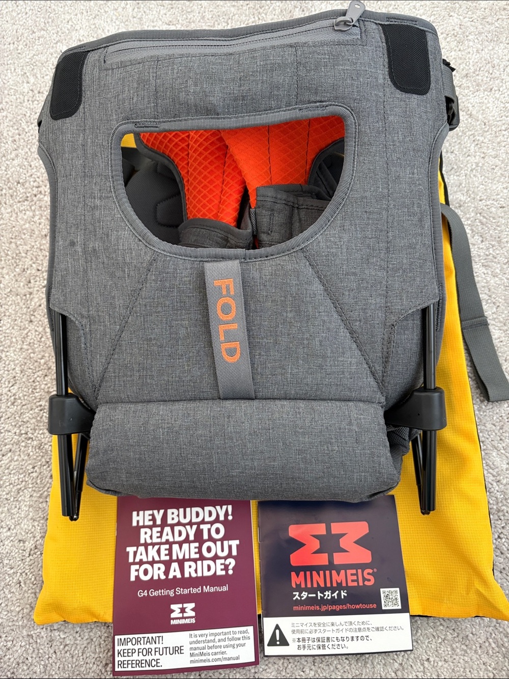 Fold Grey & Orange Child Carrier Backpack minimeis g4